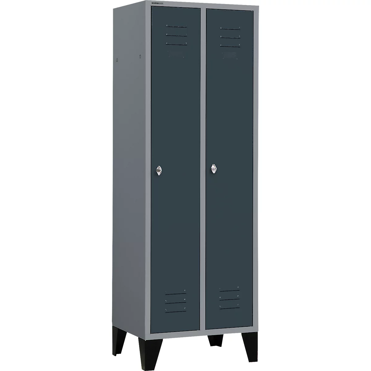 Schäfer Shop Select Kledinglocker met poten, draaigrendelslot, licht zilver/antraciet