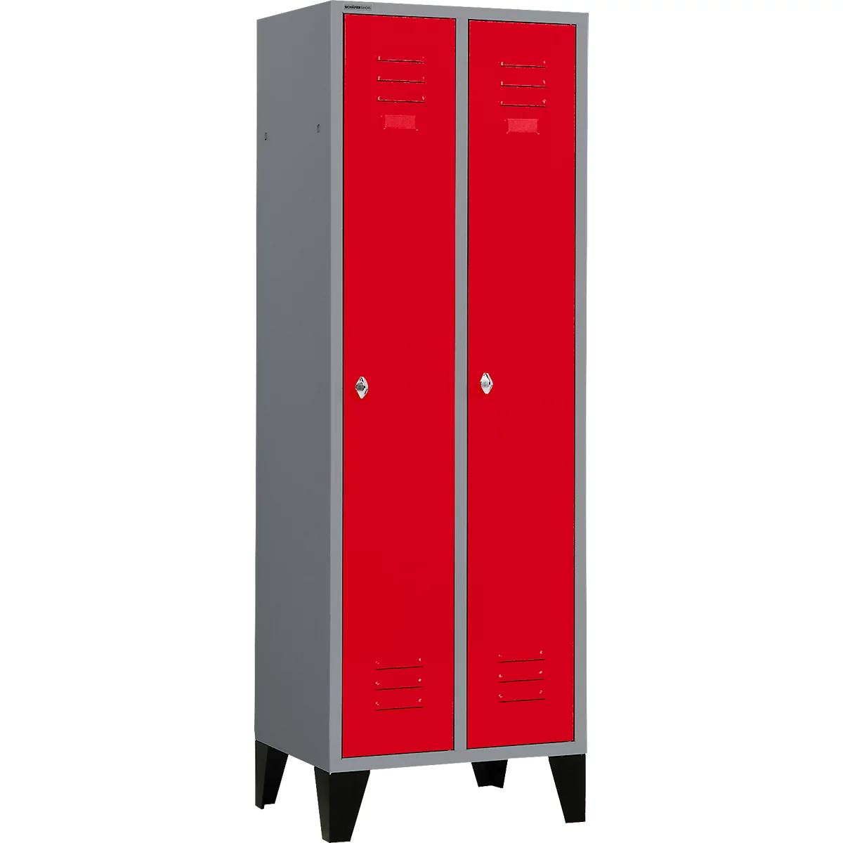 Schäfer Shop Select Kledinglocker met poten, draaigrendelslot, licht zilver/rood