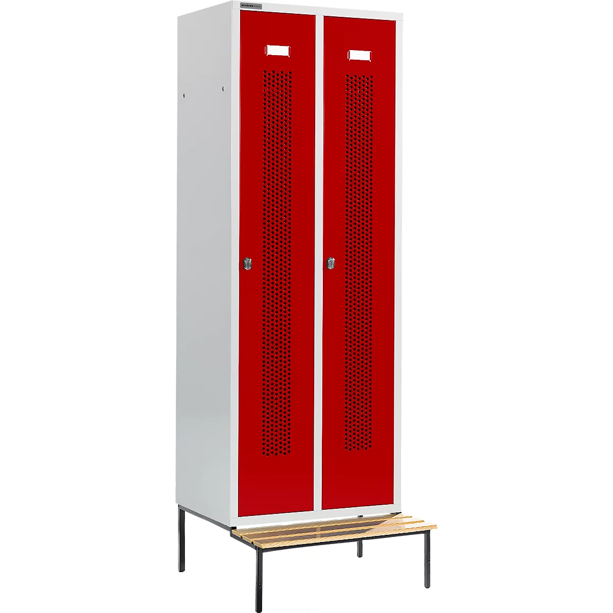 Schäfer Shop Select Kledinglocker, met zitbank, 2 compartimenten, 300 mm, draaigrendelslot, Deur robijnrood