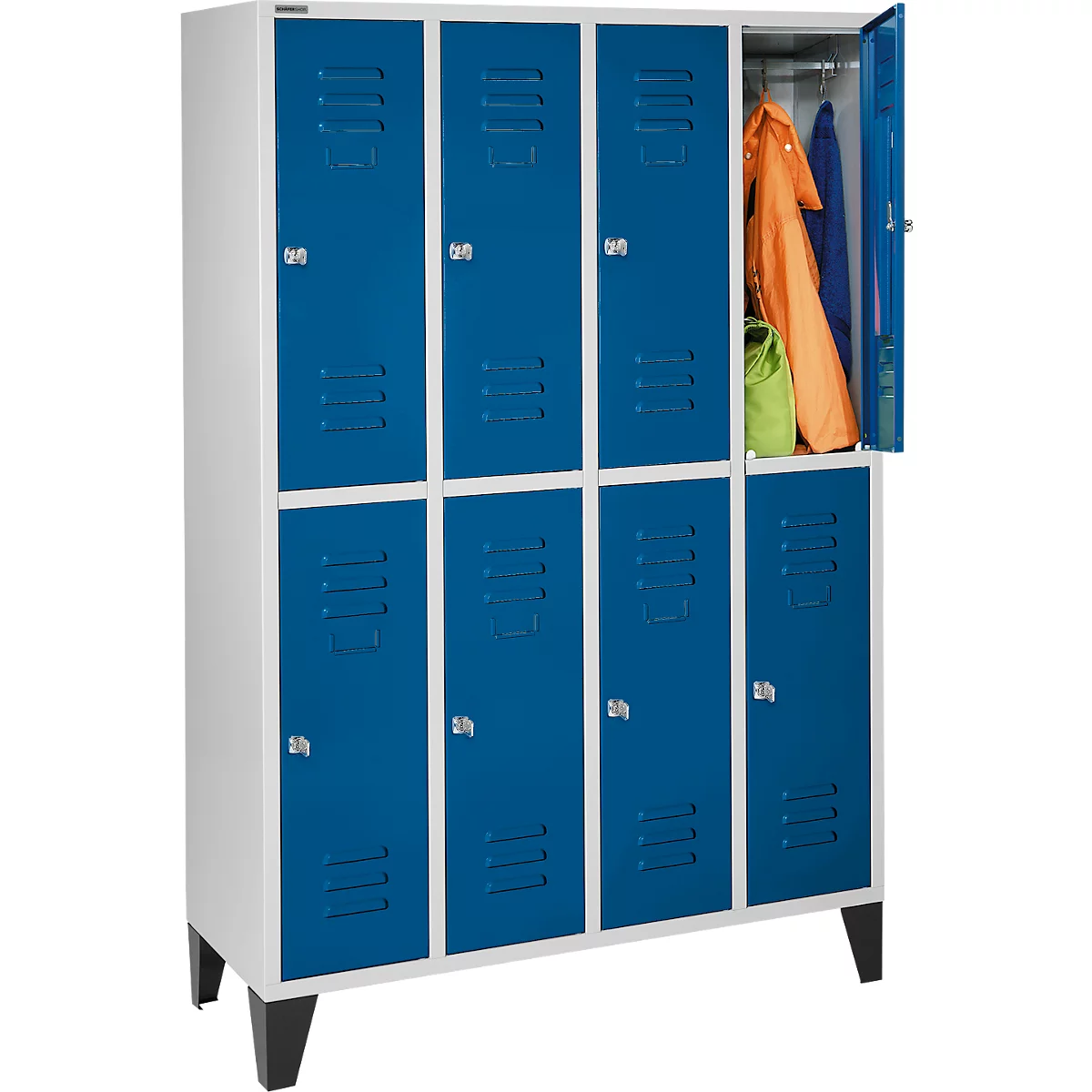 Schäfer Shop Select Kleiderspind, 4x2 Abt., m. Füßen, Zylinderschloss, Tür enzianblau
