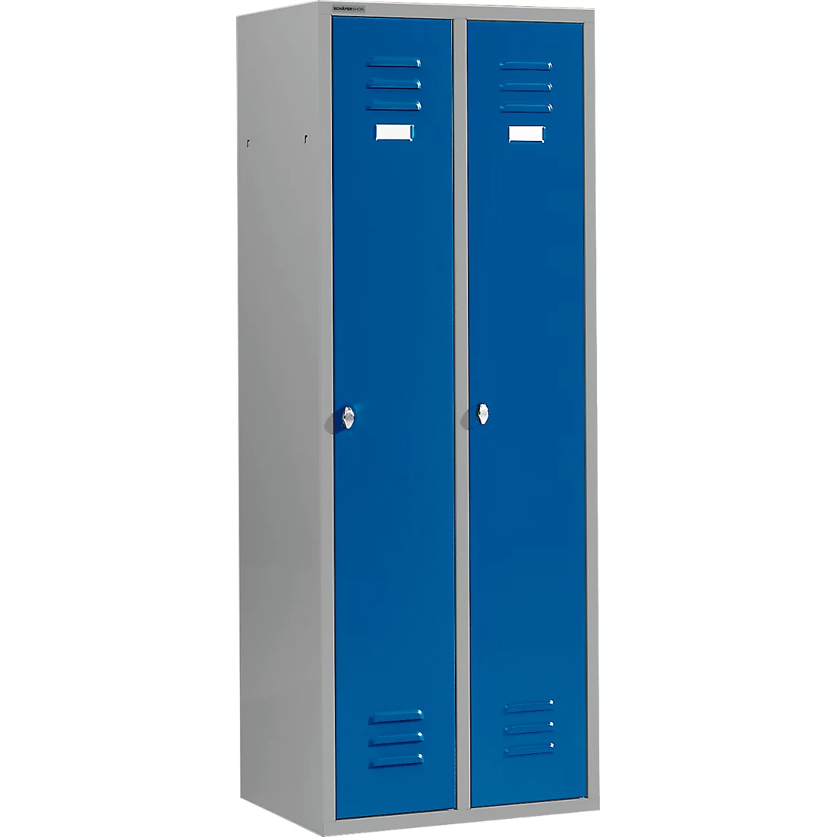 Schäfer Shop Select Kleiderspind mit 2 Abteilen, Drehriegelverschluss, hellsilber/enzianblau