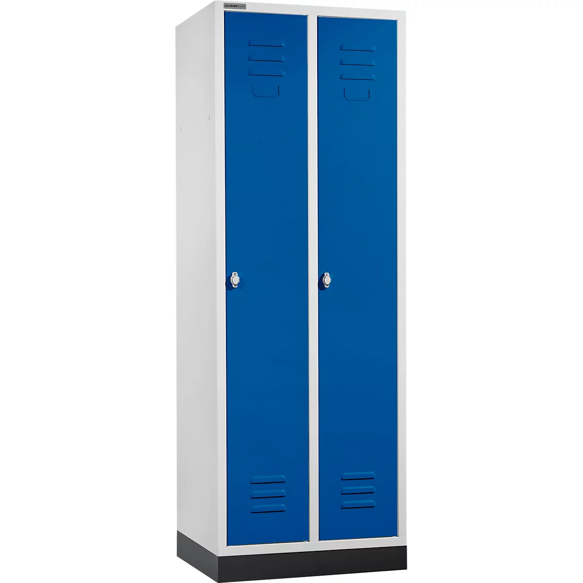 Schäfer Shop Select Kleiderspind, mit 2 Abteilen, mit Sockel, Drehriegelverschluss, lichtgrau/enzianblau