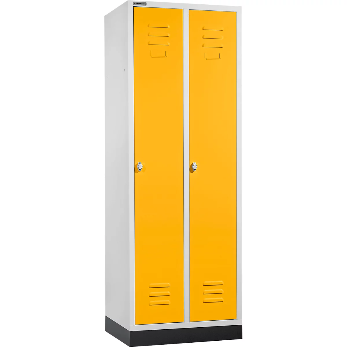 Schäfer Shop Select Kleiderspind, mit 2 Abteilen, mit Sockel, Drehriegelverschluss, lichtgrau/gelb