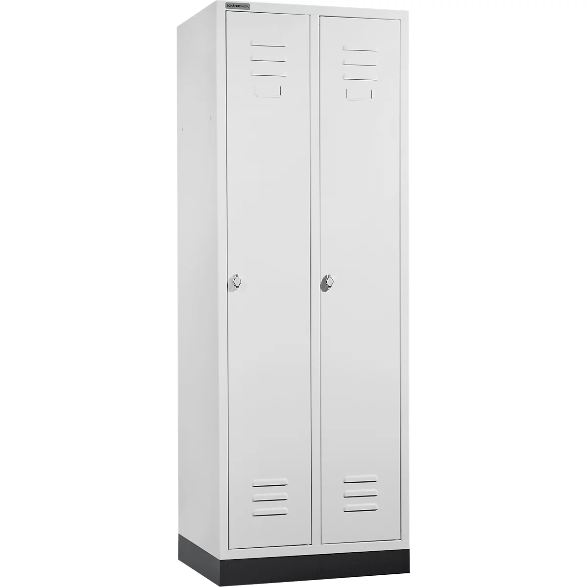 Schäfer Shop Select Kleiderspind, mit 2 Abteilen, mit Sockel, Drehriegelverschluss, lichtgrau/ lichtgrau