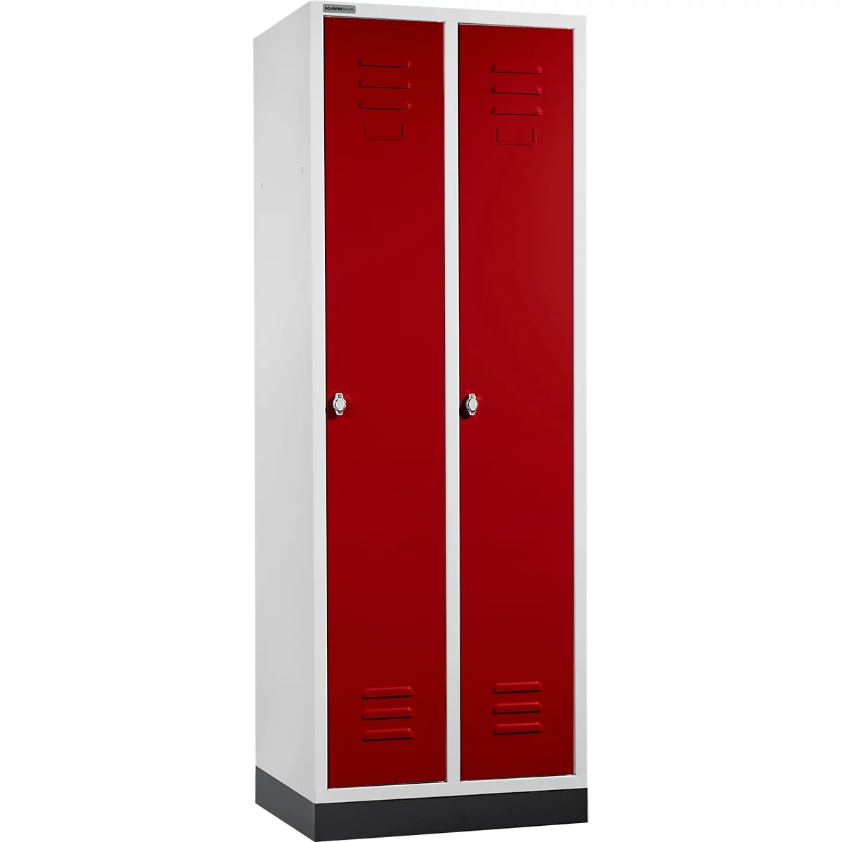 Schäfer Shop Select Kleiderspind, mit 2 Abteilen, mit Sockel, Drehriegelverschluss, lichtgrau/rot