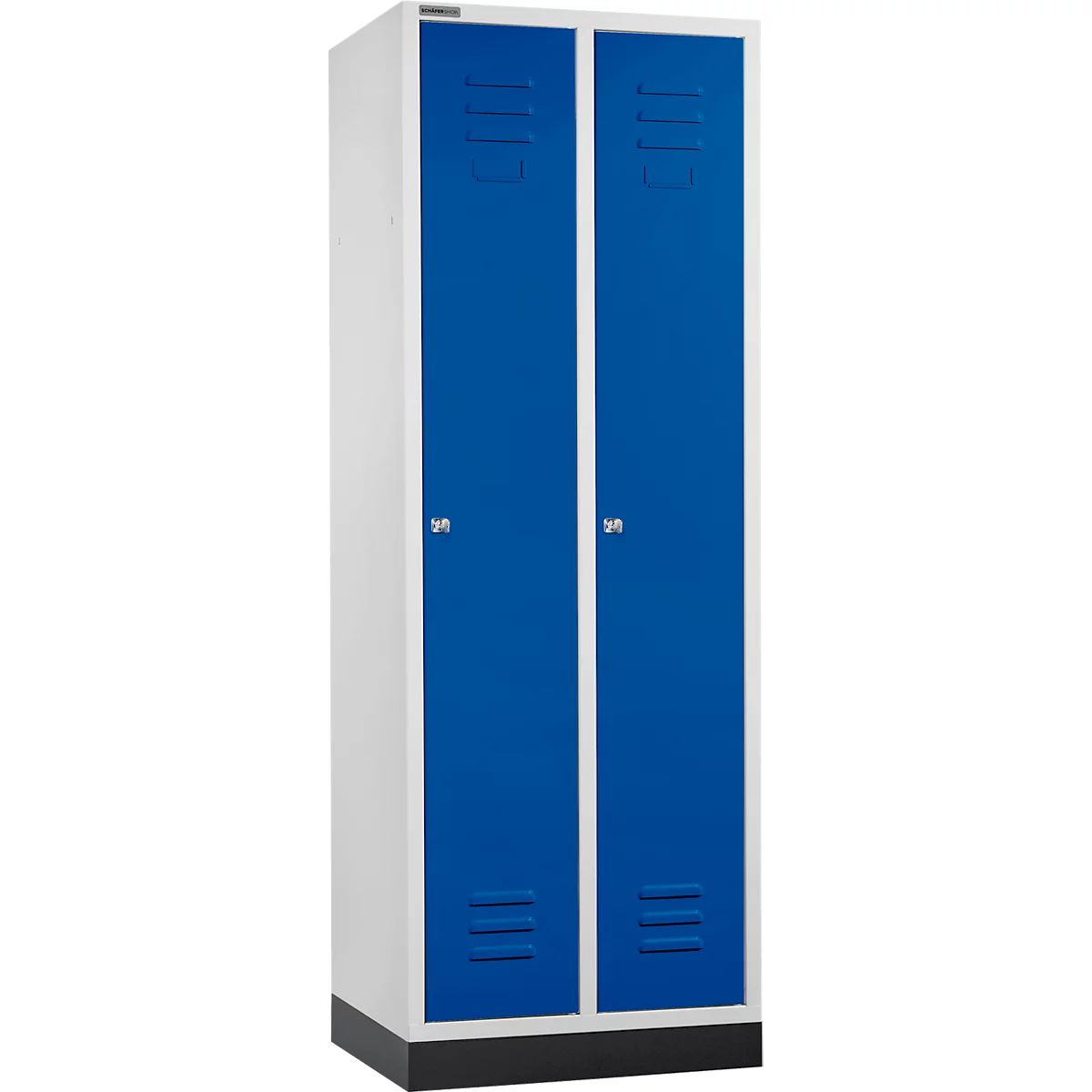 Schäfer Shop Select Kleiderspind, mit 2 Abteilen, mit Sockel, Zylinderschloss, lichtgrau/enzianblau