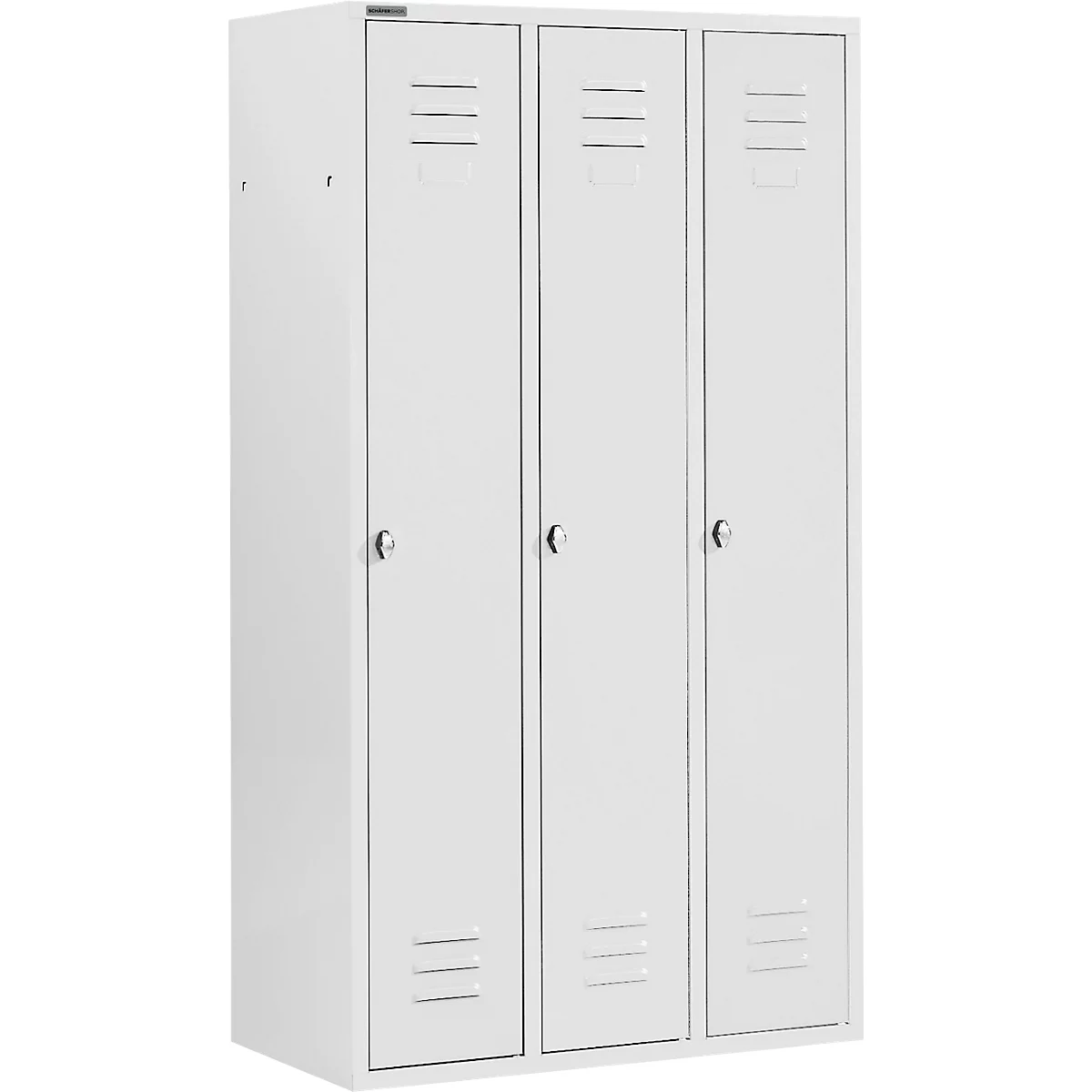 Schäfer Shop Select Kleiderspind mit 3 Abteilen, Drehriegelverschluss, lichtgrau/lichtgrau