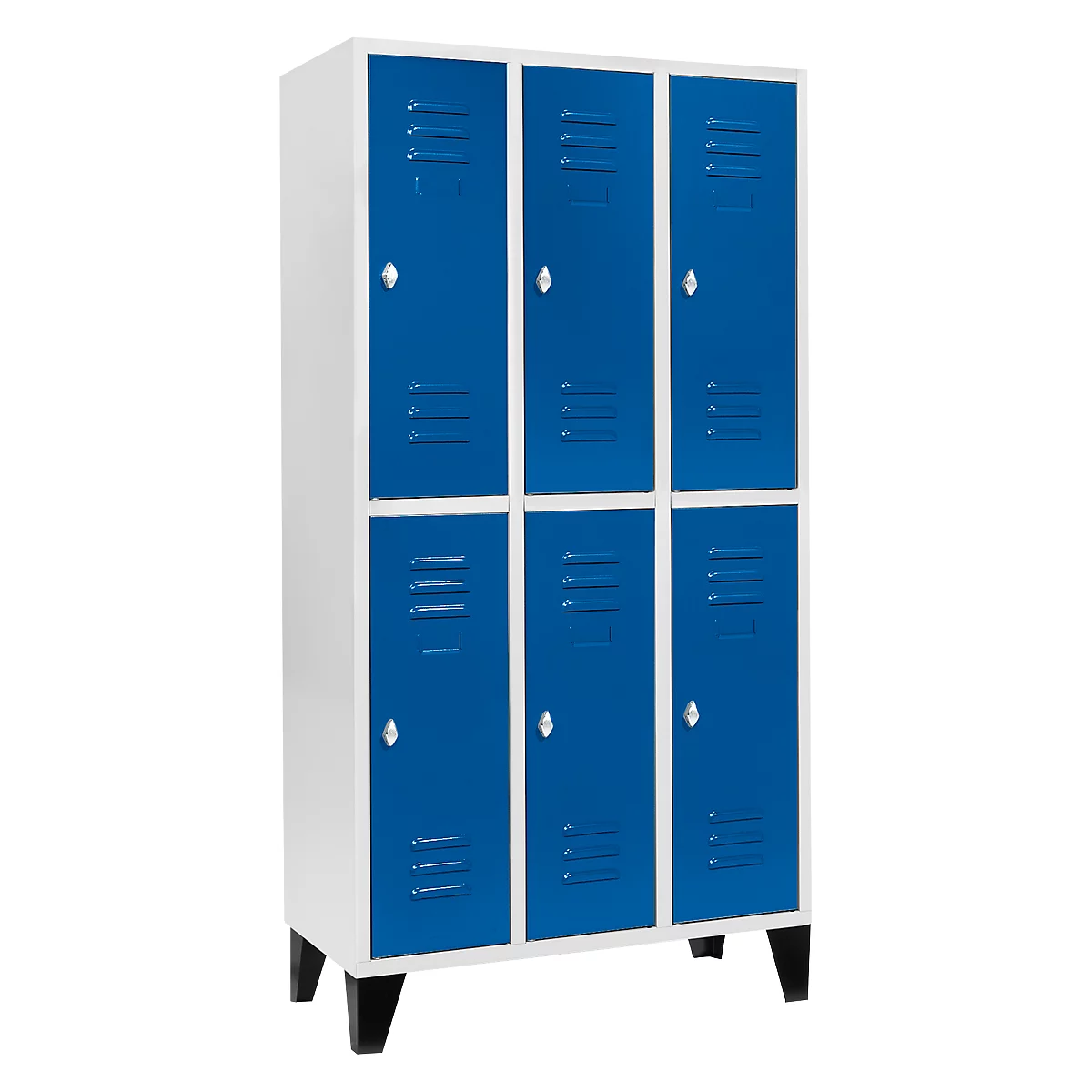 Schäfer Shop Select Kleiderspind, mit 3 x 2 Abteilen, 300 mm, mit Füßen, Drehriegelverschluss, Tür enzianblau