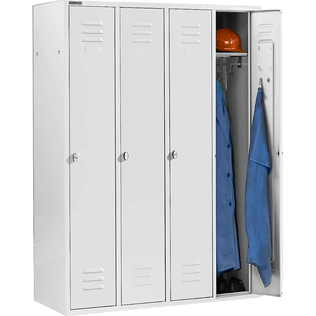 Schäfer Shop Select Kleiderspind mit 4 Abteilen, Drehriegelverschluss, lichtgrau/ lichtgrau