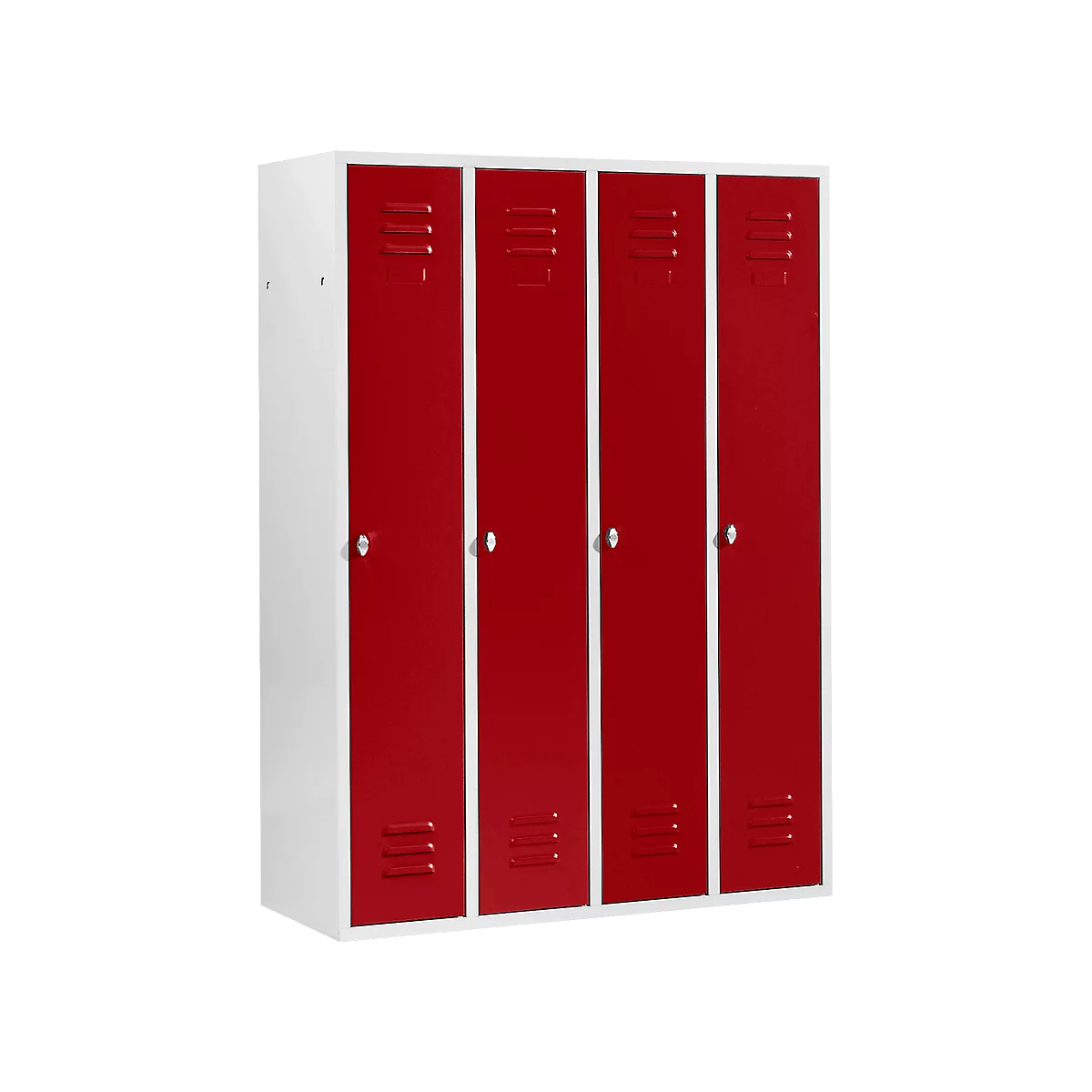 Schäfer Shop Select Kleiderspind mit 4 Abteilen, Drehriegelverschluss, lichtgrau/rot
