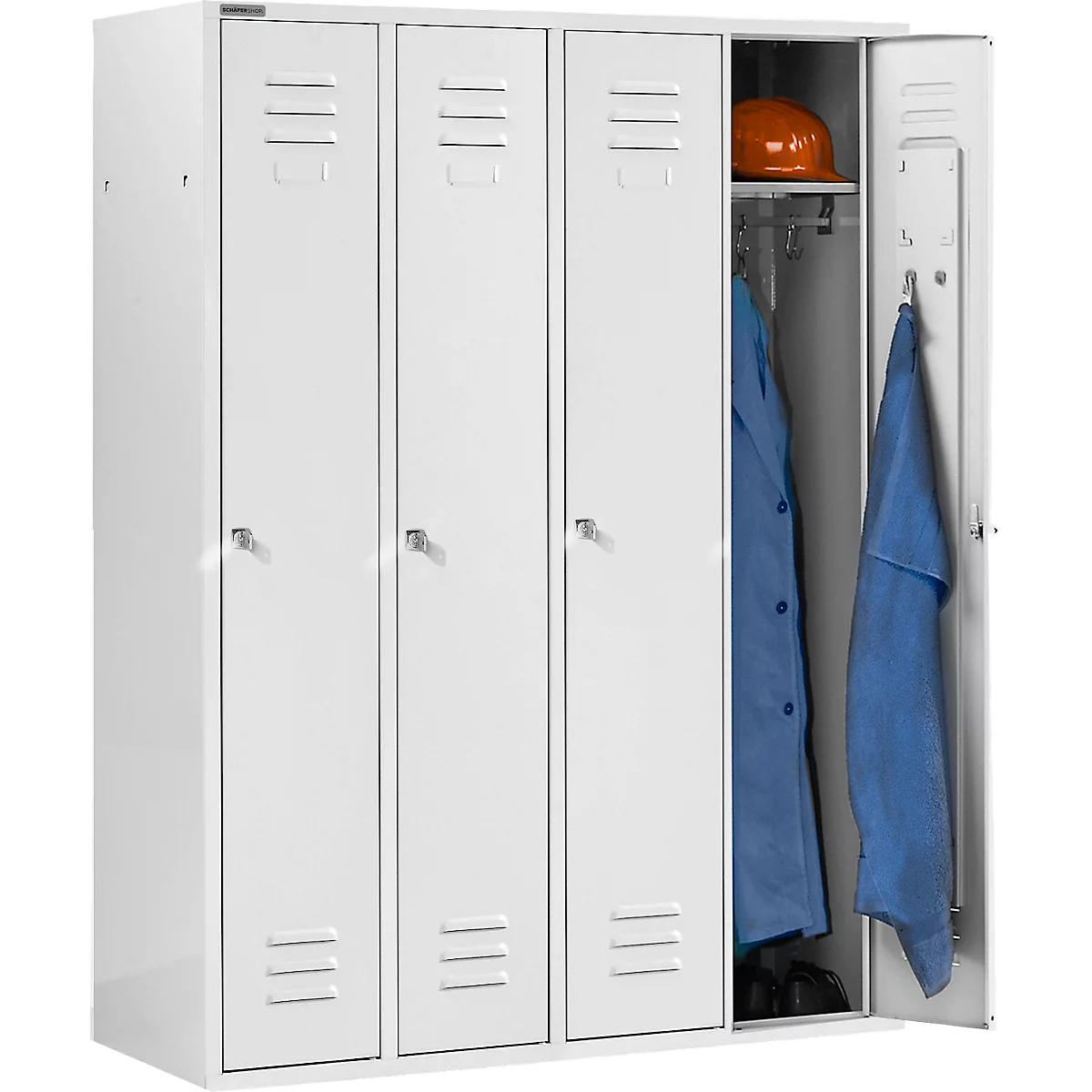 Schäfer Shop Select Kleiderspind mit 4 Abteilen, Zylinderschloss, lichtgrau/lichtgrau