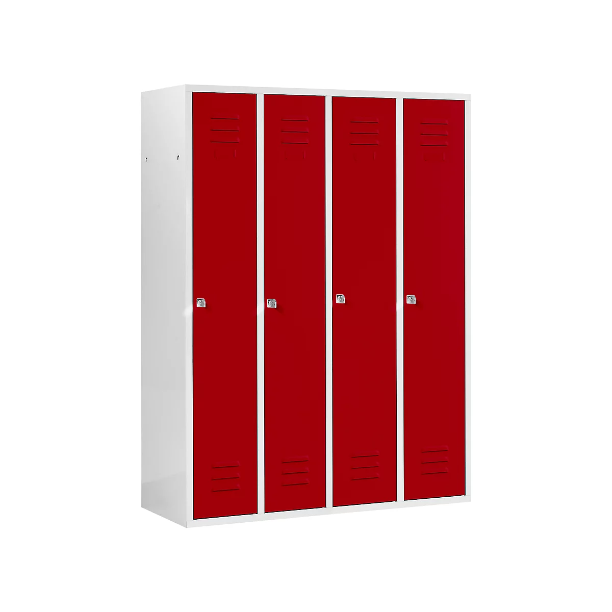 Schäfer Shop Select Kleiderspind mit 4 Abteilen, Zylinderschloss, lichtgrau/rot