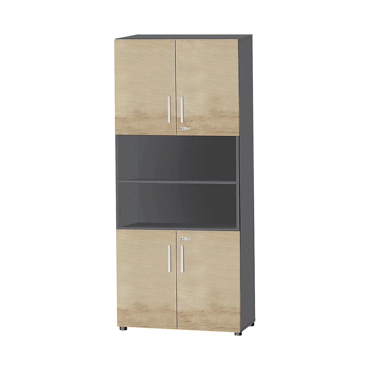 Schäfer Shop Select Kombischrank SET UP, 6 OH, B 800 x T 420 x H 2240 mm, graphit/WildWildeiche
