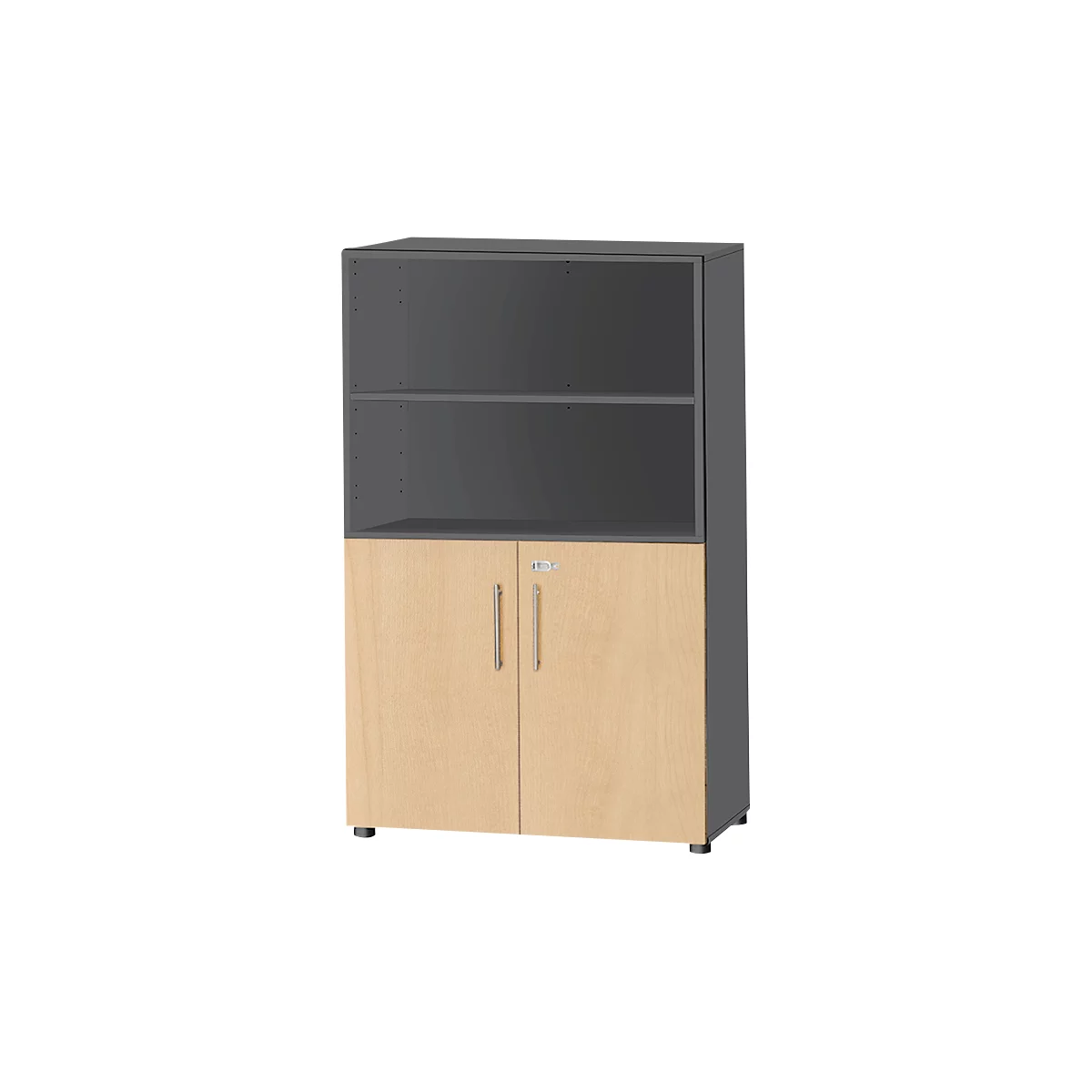 Schäfer Shop Select Kombischrank Start Off, 4 OH, abschließbar, B 800 x T 420 x H 1470 mm, Holz, graphit/ahorn 