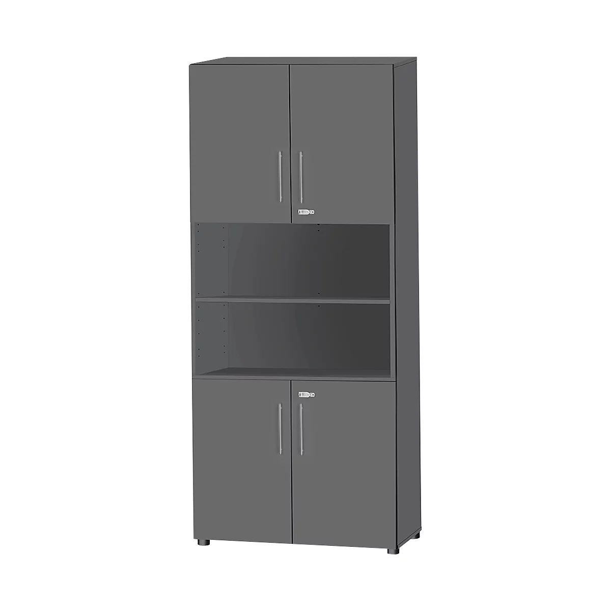 Schäfer Shop Select Kombischrank Start Off, 6 OH, 4 OH m. Tür, abschließbar, B 800 x T 420 x H 2196 mm, graphit/graphit 