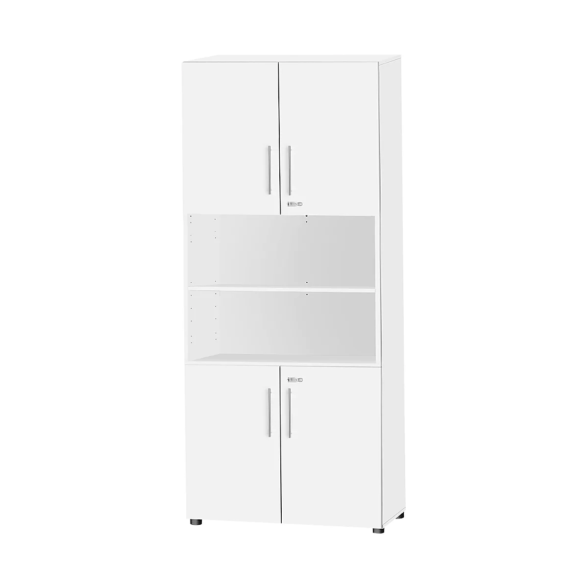 Schäfer Shop Select Kombischrank Start Off, 6 OH, 4 OH m. Tür, abschließbar, B 800 x T 420 x H 2196 mm, weiß/weiß 