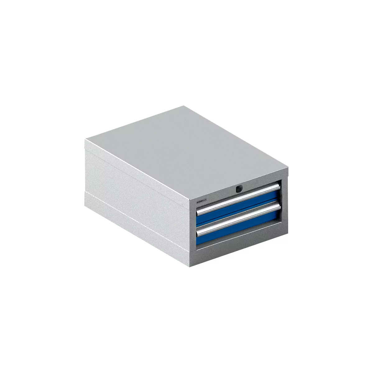 Schäfer Shop Select ladekast 18-27, 2 laden (H 75/75mm), tot 200 kg, B 411 x D 572 x H 250 mm, gentiaanblauw/blank alu.-kleurig
