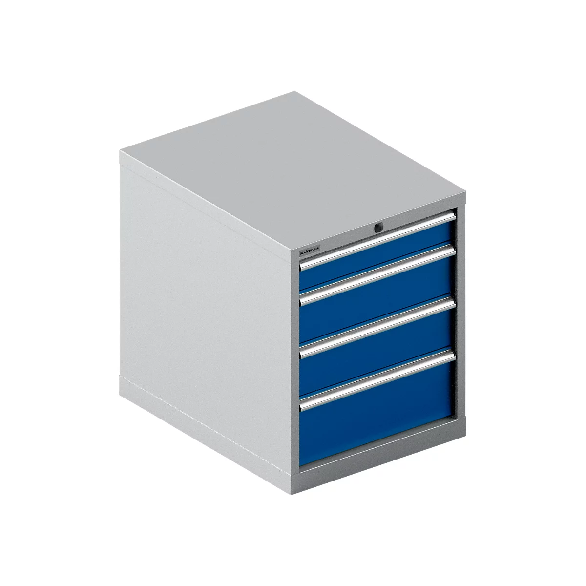 Schäfer Shop Select ladekast 27-36, 4 schuifladen, tot 75 kg, B 564 x D 725 x H 700 mm, gentiaanblauw/blank aluminium