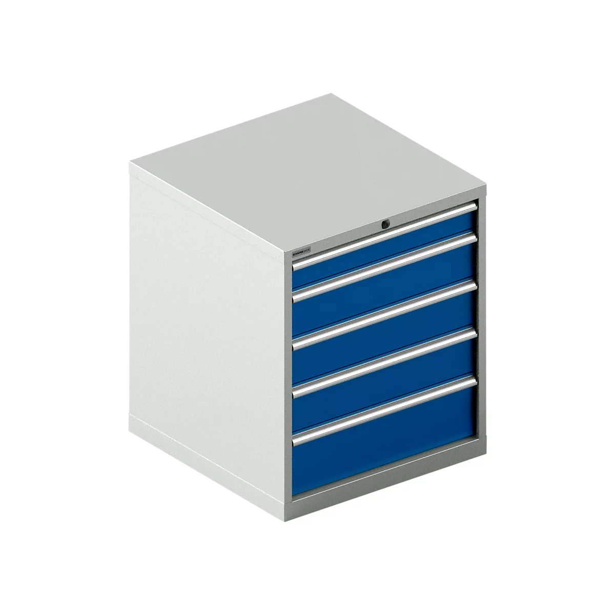 Schäfer Shop Select Ladekast 36-36, 5 schuifladen, tot 75 kg, B 717 x D 725 x H 850 mm, lichtgrijs/gentiaanblauw