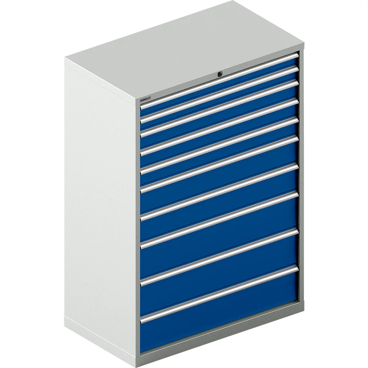 Schäfer Shop Select Ladekast 54-27, 10 laden, tot 200 kg, B 1023 x D 572 x D 572 x H 1450 mm, lichtgrijs/gentiaanblauw