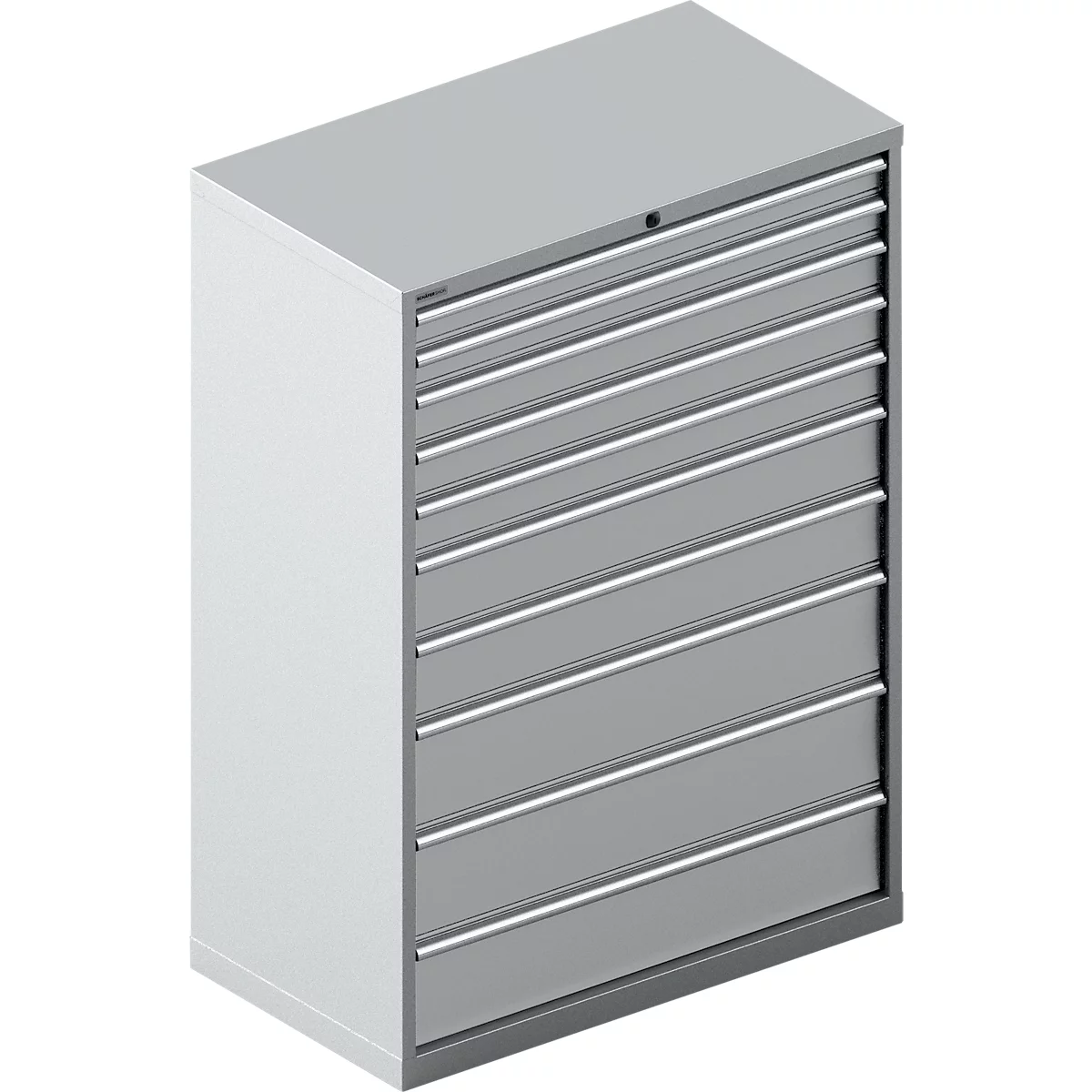 Schäfer Shop Select Ladekast 54-27, 10 laden, tot 200 kg, B 1023 x D 572 x D 572 x H 1450 mm, wit aluminium.