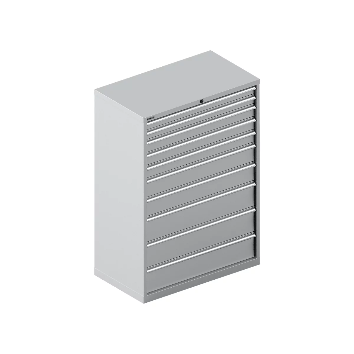 Schäfer Shop Select Ladekast 54-27, 10 laden, tot 75 kg, B 1023 x D 572 x D 572 x H 1450 mm, wit aluminium.