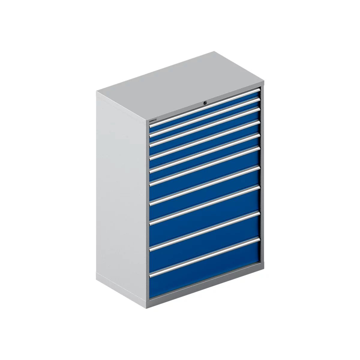Schäfer Shop Select Ladekast 54-27, 10 laden, tot 75 kg, B 1023 x D 572 x D 572 x H 1450 mm, wit/enziumblauw, met een lengte tot 75 kg.