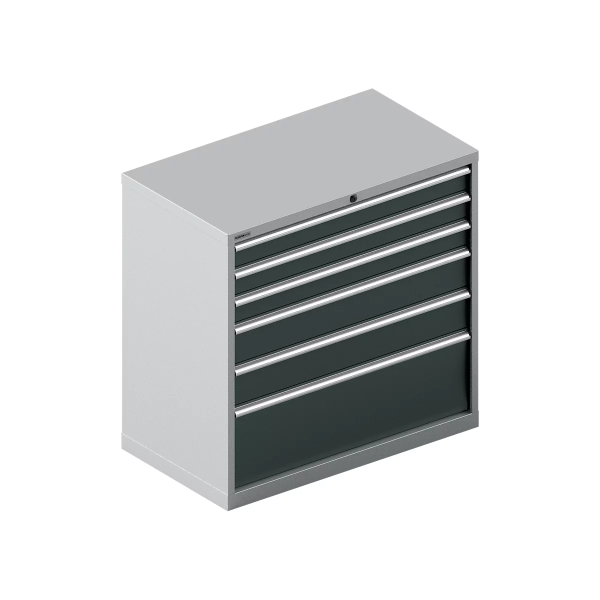 Schäfer Shop Select Ladekast 54-27, 6 laden, tot 75 kg, B 1023 x D 572 x D 572 x H 1000 mm, wit aluminium/antracietgrijs.