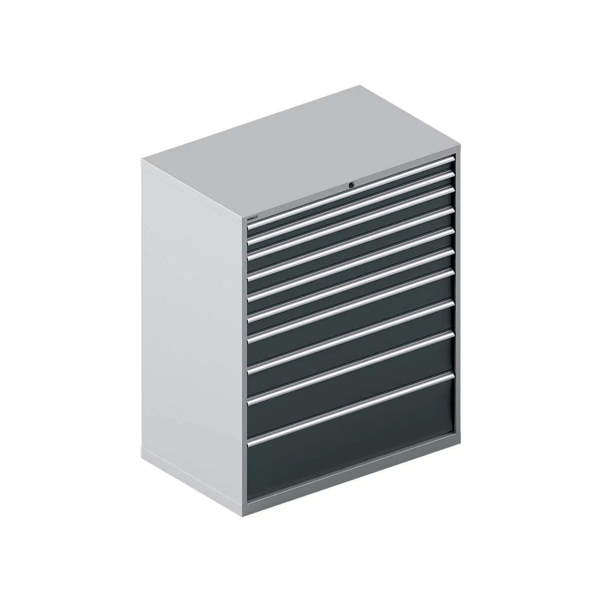 Schäfer Shop Select Ladekast 64-36, 10 schuifladen, tot 75 kg, B 1193 x D 725 x H 1450 mm, blank aluminium/antracietgrijs