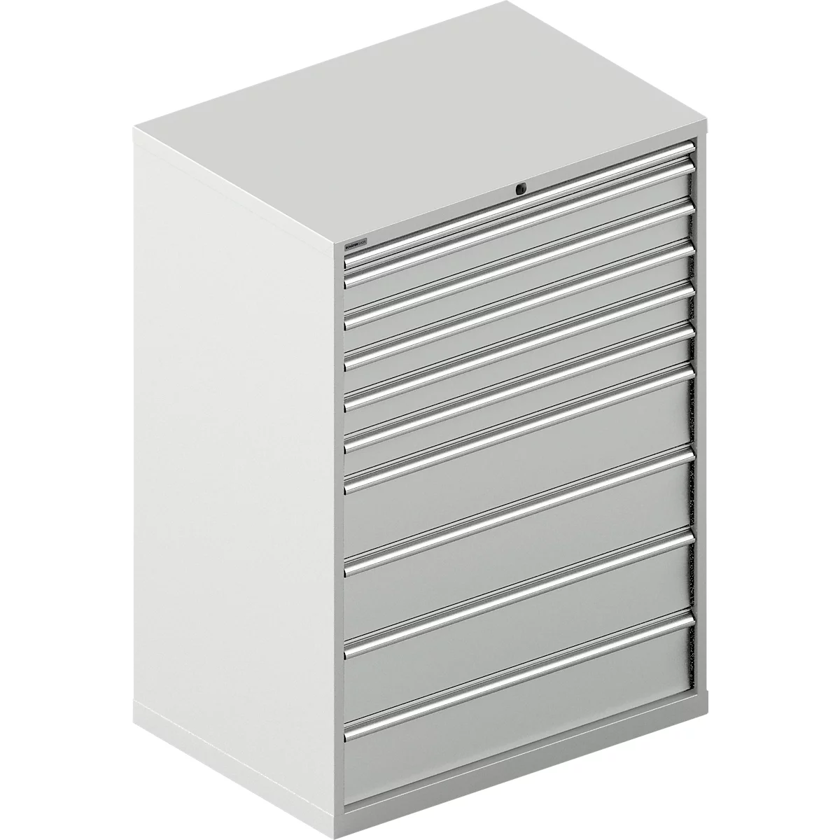 Schäfer Shop Select Ladekast BSK 54-36, staal, 10 laden, tot 200 kg, B 1023 x D 725 x H 1450 mm, lichtgrijs/lichtgrijs.