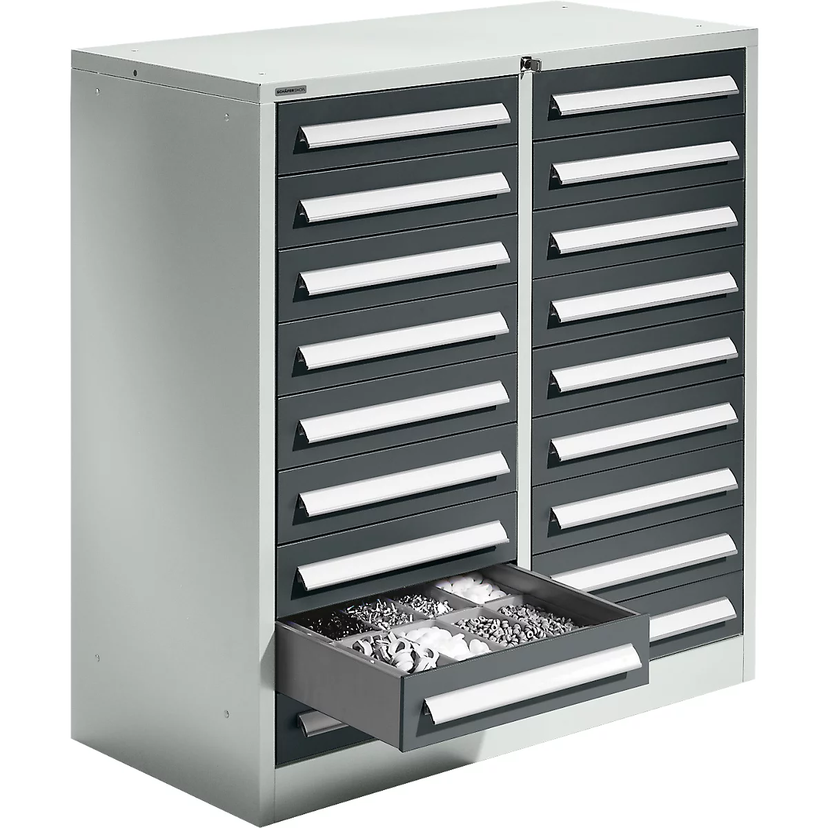 Schäfer Shop Select ladekast SF 180, 18 laden, lichtgrijs RAL 7035 antracietgrijs RAL 7016