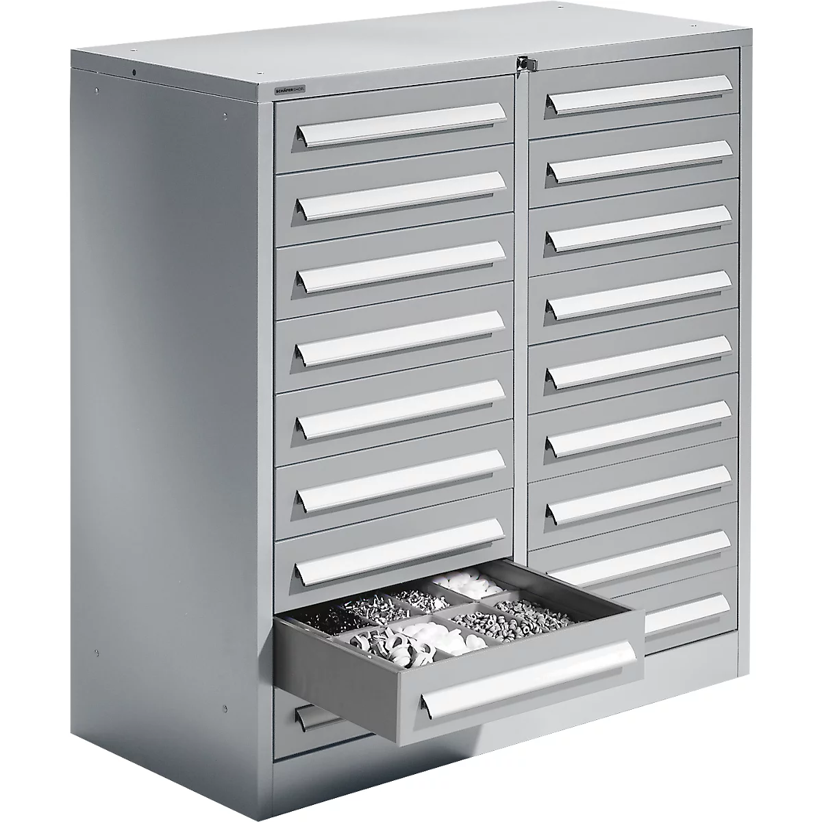 Schäfer Shop Select ladekast SF 180, 18 laden, wit aluminium RAL 9006 wit aluminium RAL 9006