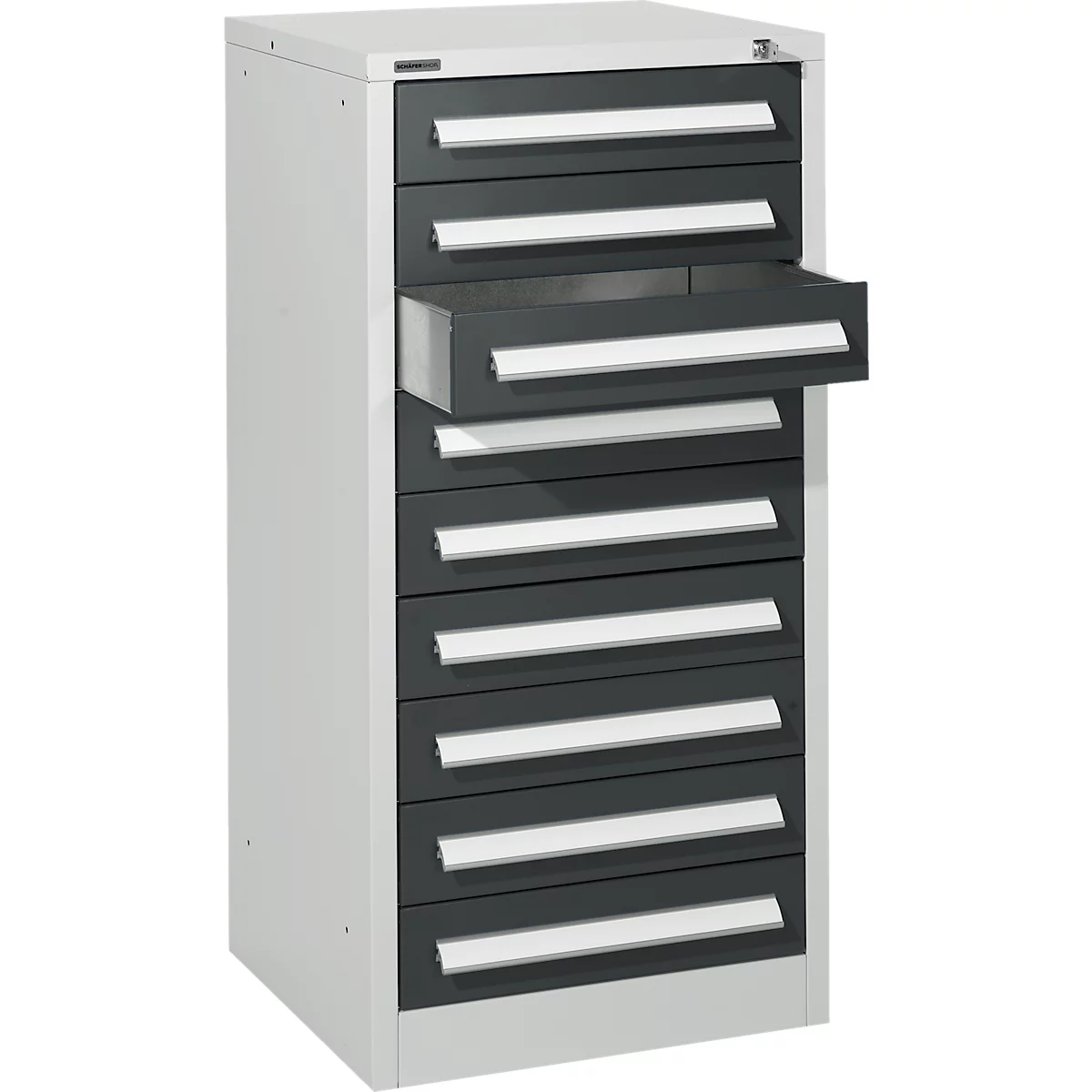 Schäfer Shop Select ladekast SF 90, 9 laden, lichtgrijs RAL 7035 antracietgrijs RAL 7016