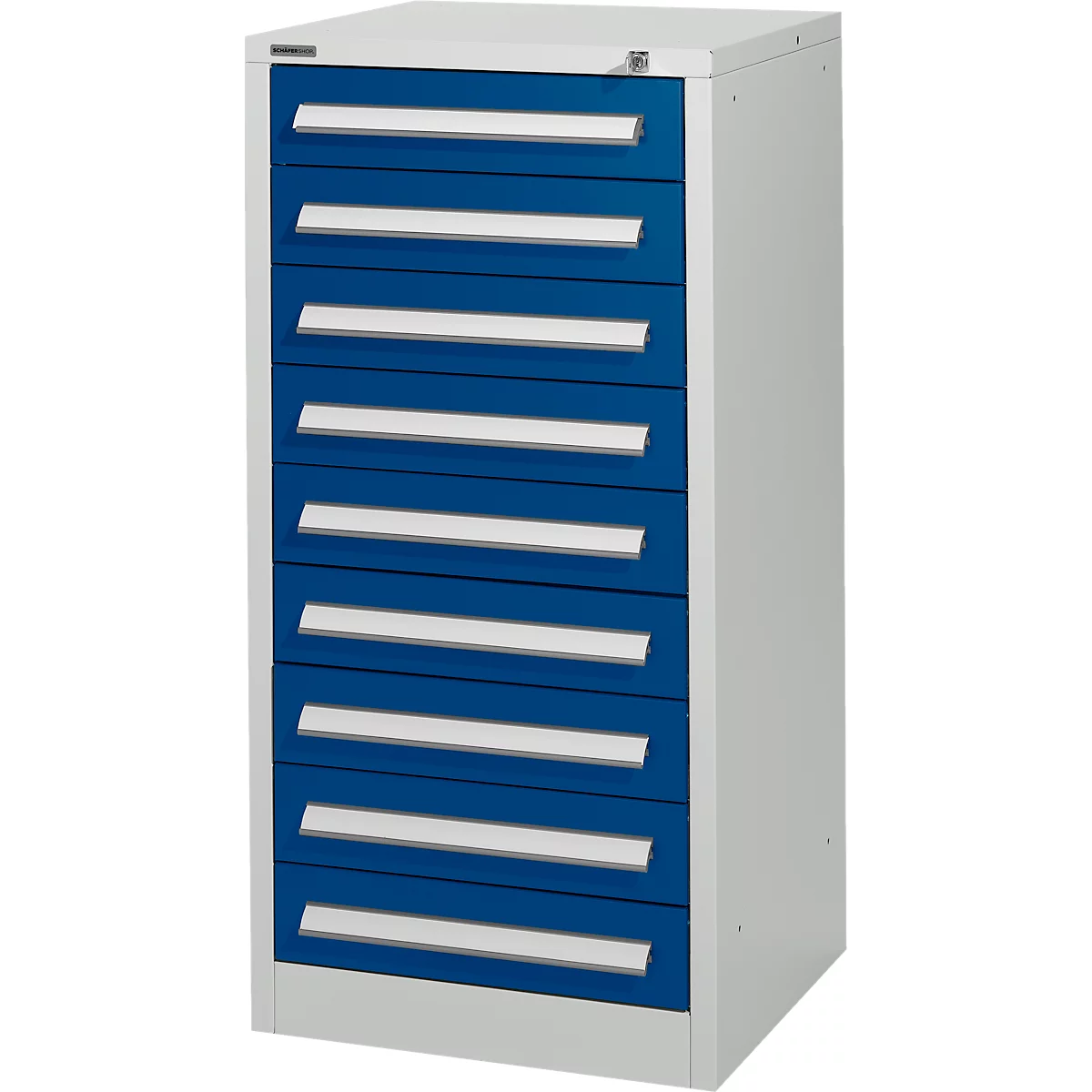 Schäfer Shop Select ladekast SF 90, 9 laden, lichtgrijs RAL 7035 gentiaanblauw RAL 5010