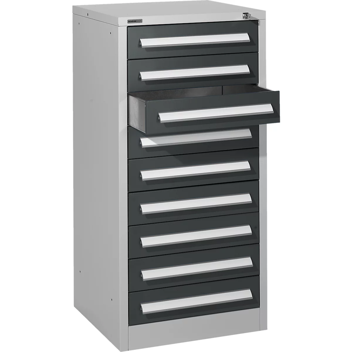 Schäfer Shop Select ladekast SF 90, 9 laden, wit aluminium RAL 9006 antracietgrijs RAL 7016