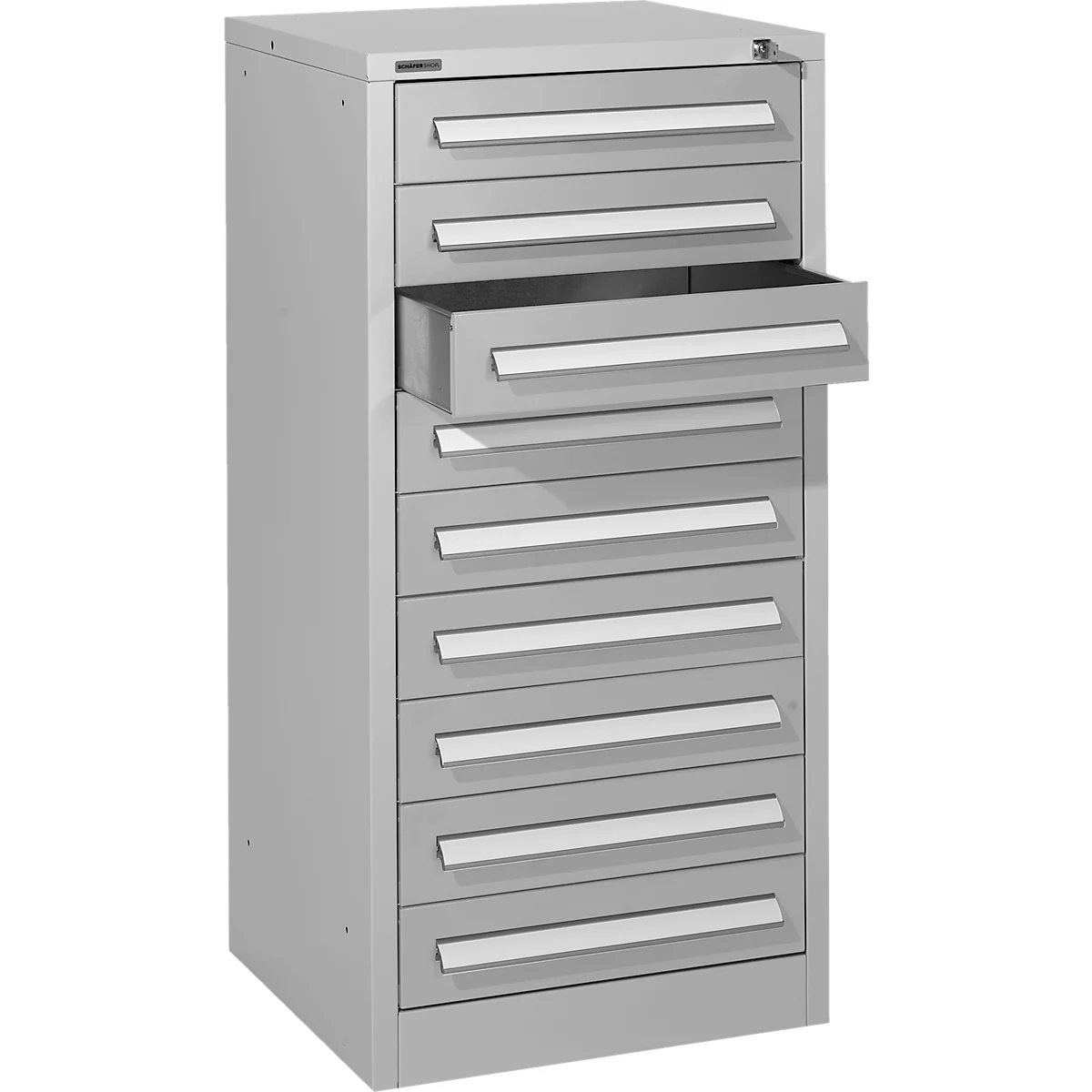 Schäfer Shop Select ladekast SF 90, 9 laden, wit aluminium RAL 9006 wit aluminium RAL 9006