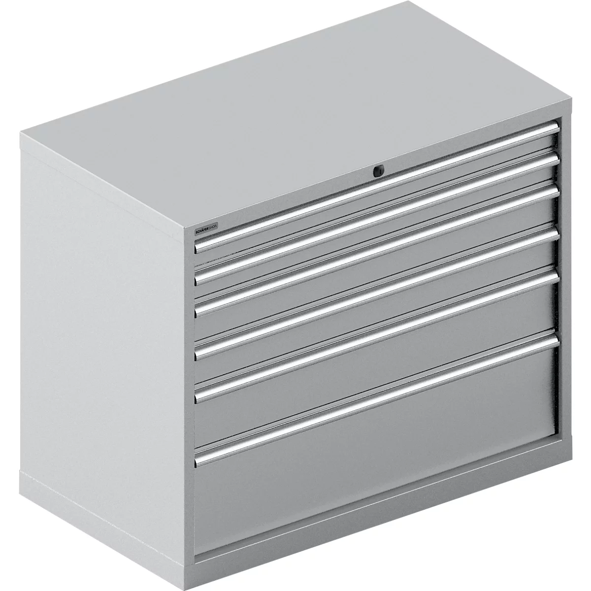 Schäfer Shop Select Ladekast WSK 54-36, staal, 6 laden, tot 200 kg, B 1023 x D 725 x H 1000 mm, wit aluminium/aluminium, wit