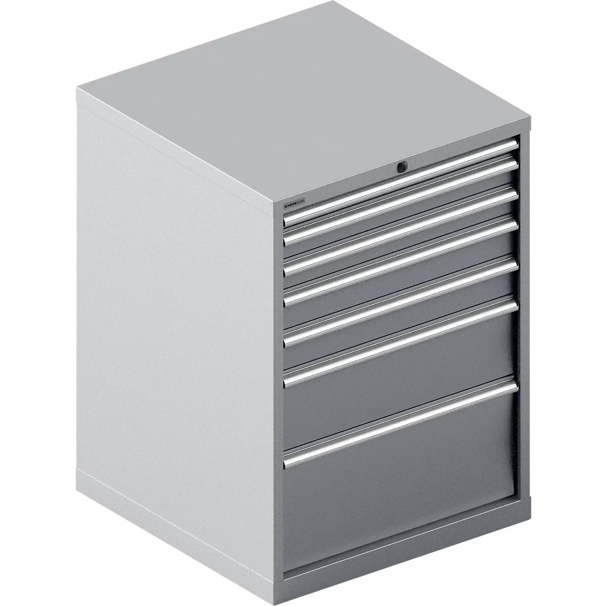 Schäfer Shop Select Ladekast WSK 54-36, staal, 7 laden, tot 200 kg, B 1023 x D 725 x H 1000 mm, wit-aluminium/wit-aluminium