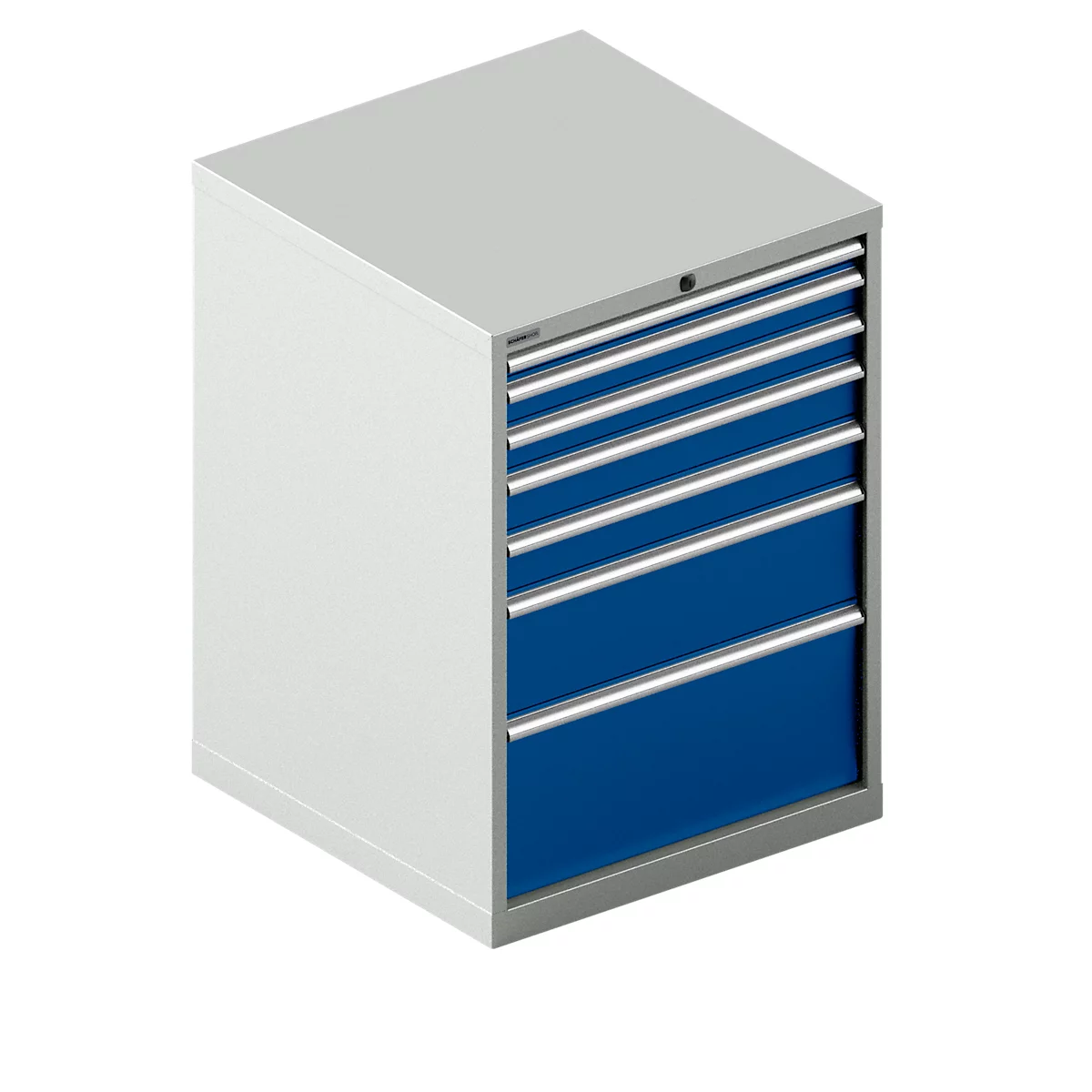 Schäfer Shop Select Ladekast WSK 54-36, staal, 7 laden, tot 75 kg, B 1023 x D 725 x H 1000 mm, lichtgrijs/gentiaanblauw