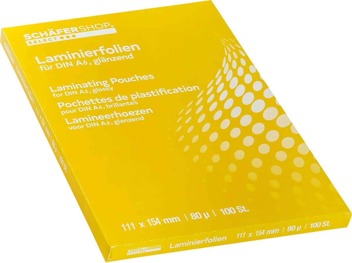 Schäfer Shop Select lamineerfolies, 111 x 154 mm voor A6 formaat, 80 micron, 100 stuks