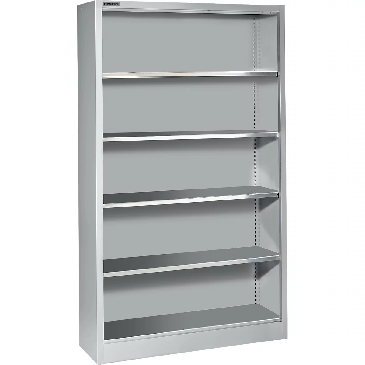 Schäfer Shop Select legbord AS 2409, met 4 in hoogte verstelbare etages, B 950 x D 400 x H 1935 mm, plaatstaal, alu wit RAL 9006