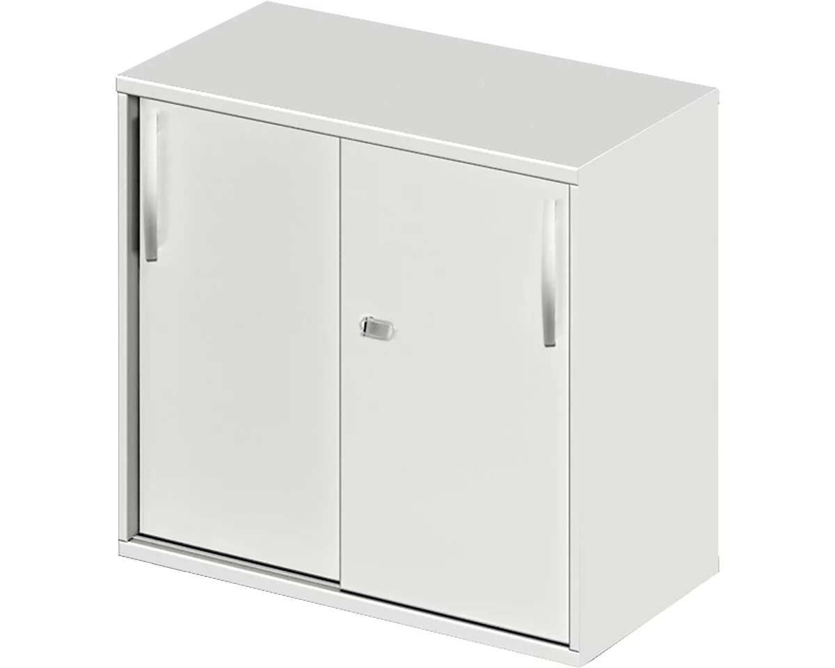 Schäfer Shop Select LOGIN armario con puertas correderas, 2 alturas de archivo, ancho 800 x fondo 420 x alto 726 mm, gris claro/gris claro