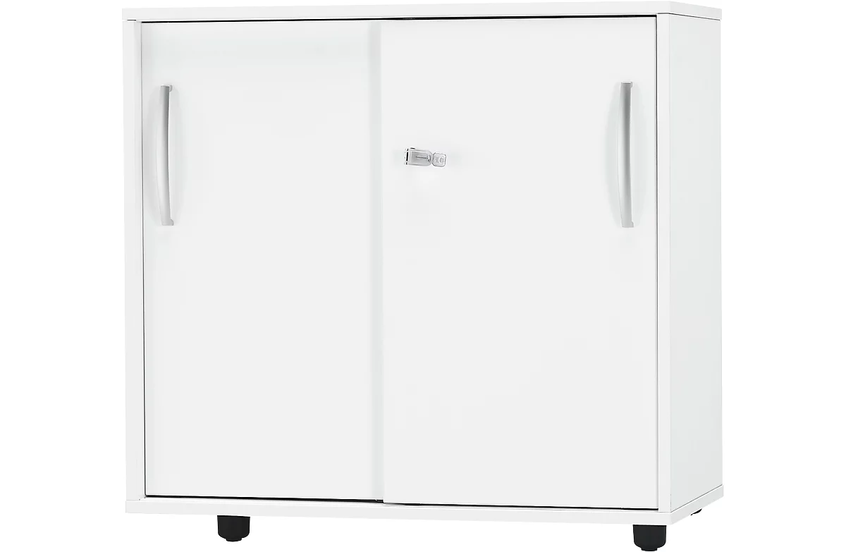 Schäfer Shop Select LOGIN armario de puertas correderas, 2 alturas de archivador, An 800 x P 420 x Al 788 mm, blanco/blanco
