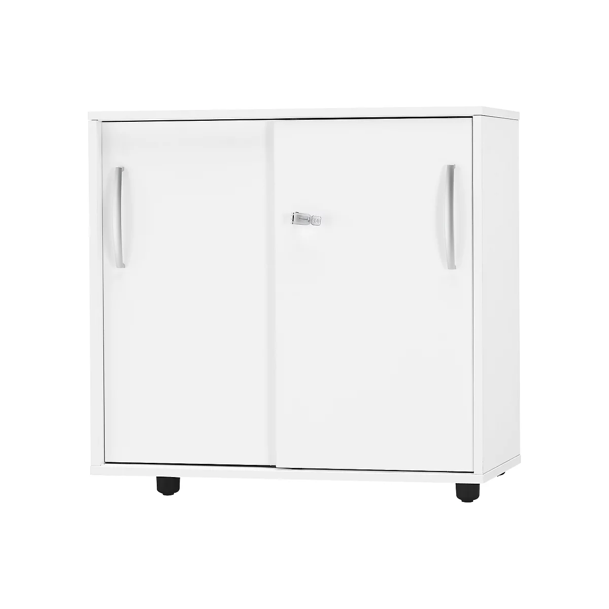 Schäfer Shop Select LOGIN armario de puertas correderas, 2 alturas de archivador, An 800 x P 420 x Al 788 mm, blanco/blanco