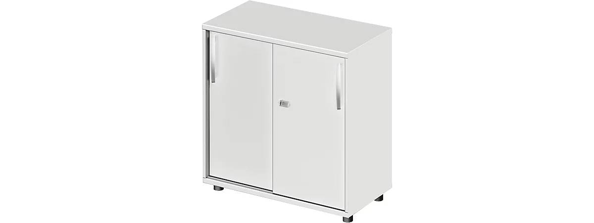 Schäfer Shop Select LOGIN armario de puertas correderas, 2 alturas de archivador, An 800 x P 420 x Al 788 mm, gris claro/gris claro