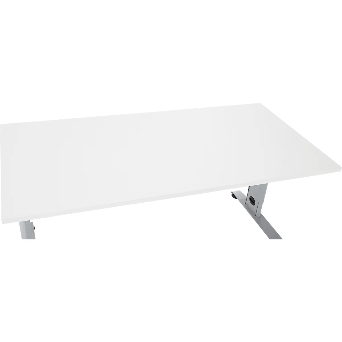 Witte bureau met zilveren poten, gezien vanuit vogelperspectief.