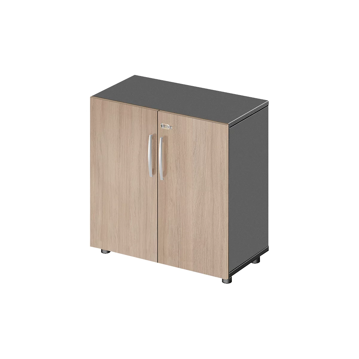 Schäfer Shop Select LOGIN kast, 2 dossierhoogtes, B 800 x D 420 x H 788 mm,grafiet/eikenhout