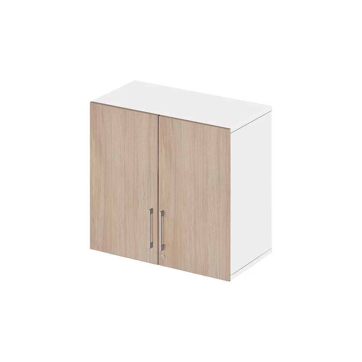Schäfer Shop Select LOGIN opzetkast, 2 dossierhoogtes, grepen onderaan, B 800 x D 420 x H 726 mm, decor wit/eikenhout