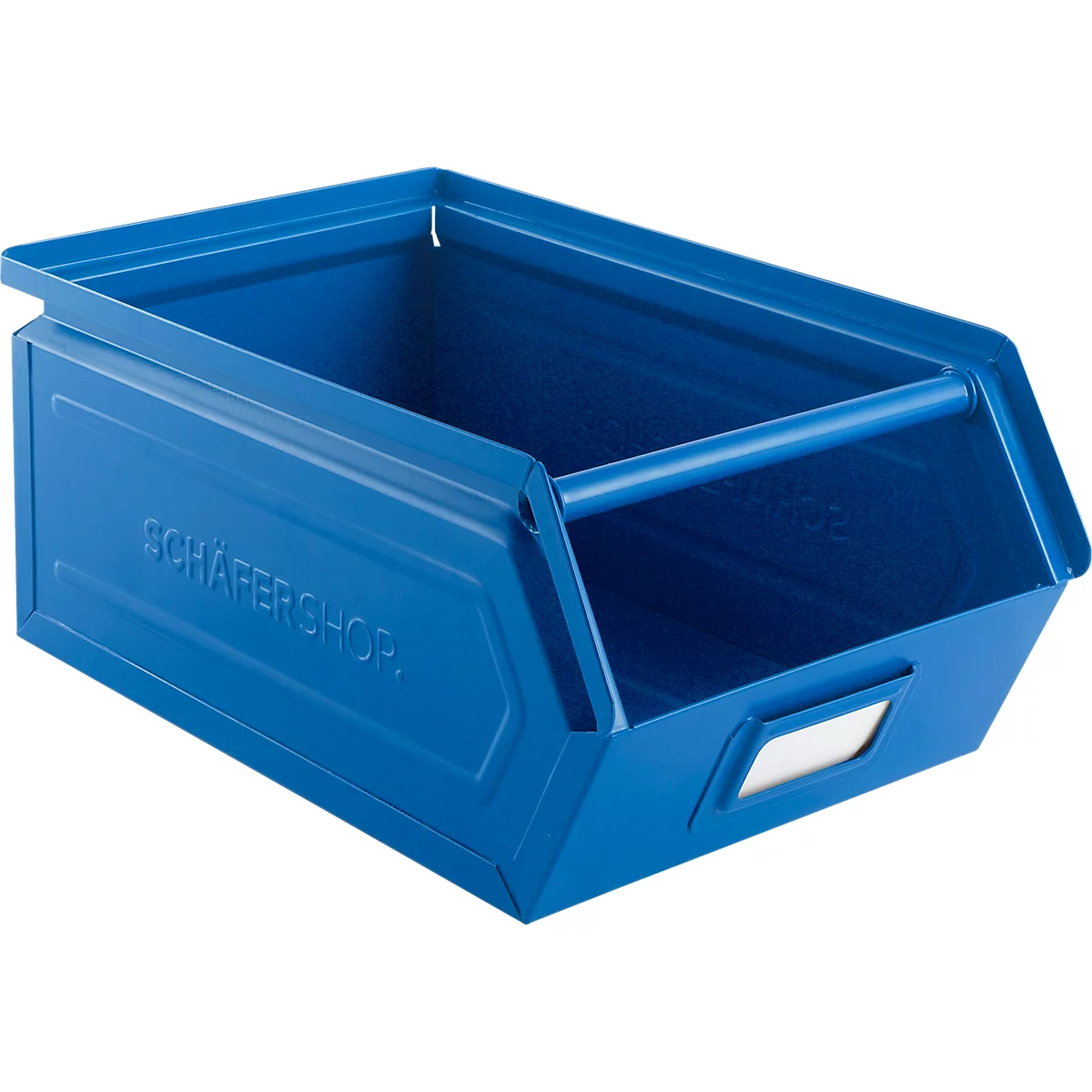 Schäfer Shop Select magazijnbak met open voorzijde en draagbeugel, staal, L 359 x B 211 x H 145 mm, 8,5 l, 60 kg, RAL 5015 (hemelsblauw)
