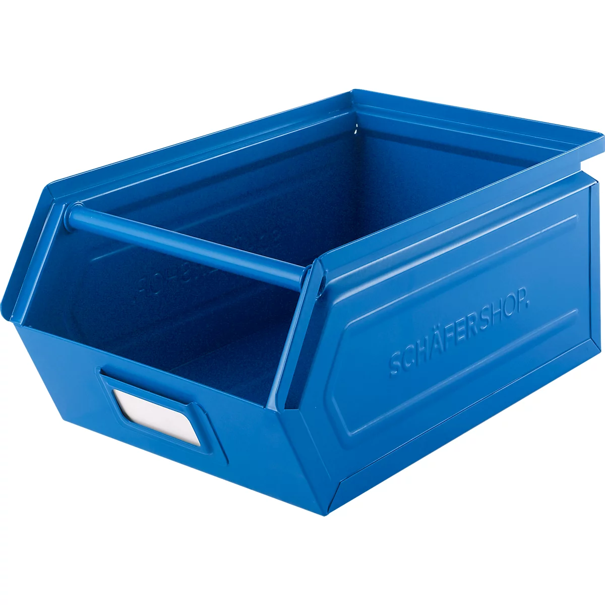 Schäfer Shop Select magazijnbak met open voorzijde en draagbeugel, staal, L 359 x B 211 x H 145 mm, 8,5 l, 60 kg, RAL 5015 (hemelsblauw)